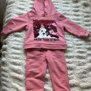 Pink Sequin Dog Hoodie and Pants Set